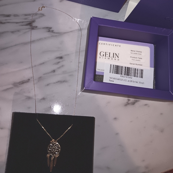 14kt Gold Diamond Dreamcatcher Necklace - Picture 6 of 10